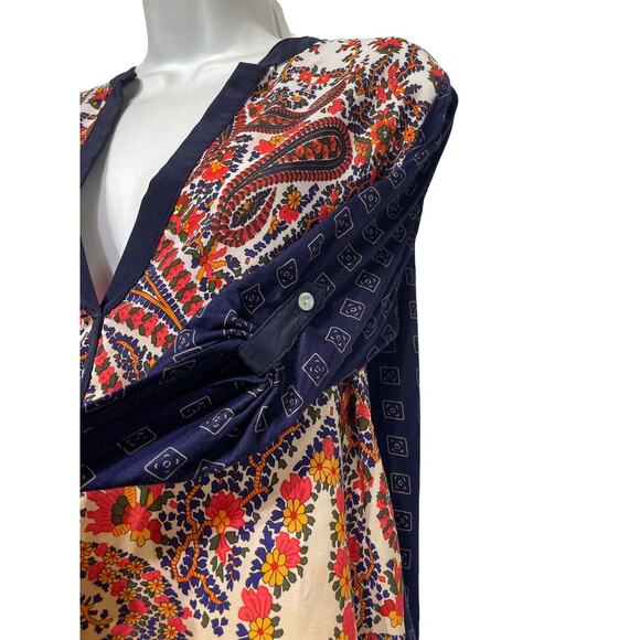 Tiny Anthropologie Paisley long sleeve Henley popover Blouse size M - Picture 2 of 6